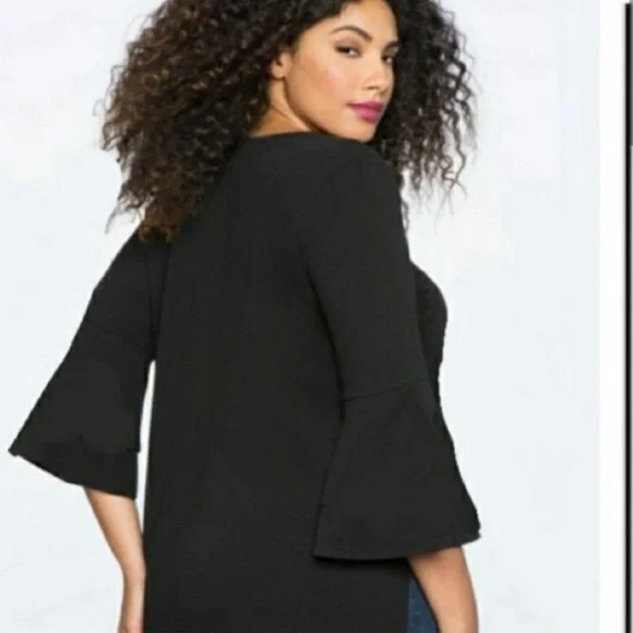 Eloquii Ruffle Long Sleeve Black Blouse size 22/24 - Picture 1 of 8